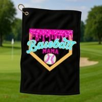 Baseball Mama Ice Cream Drip Funny Baseball Mother's Day  Golf Towel thumb 1