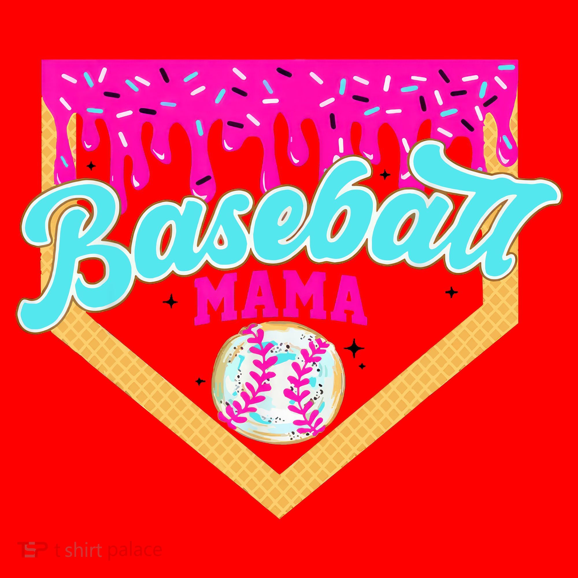 Baseball Mama Ice Cream Drip Funny Baseball Mother's Day  Santa Hat