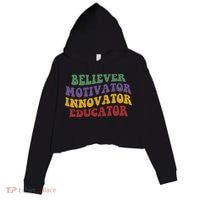 Believer Motivator Innovator Educator Crop Fleece Hoodie thumb 0