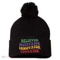 Believer Motivator Innovator Educator Pom Pom 12in Knit Beanie thumb 0