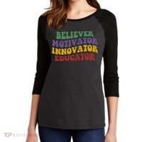 Believer Motivator Innovator Educator Women's Tri-Blend 3/4-Sleeve Raglan Shirt thumb 2