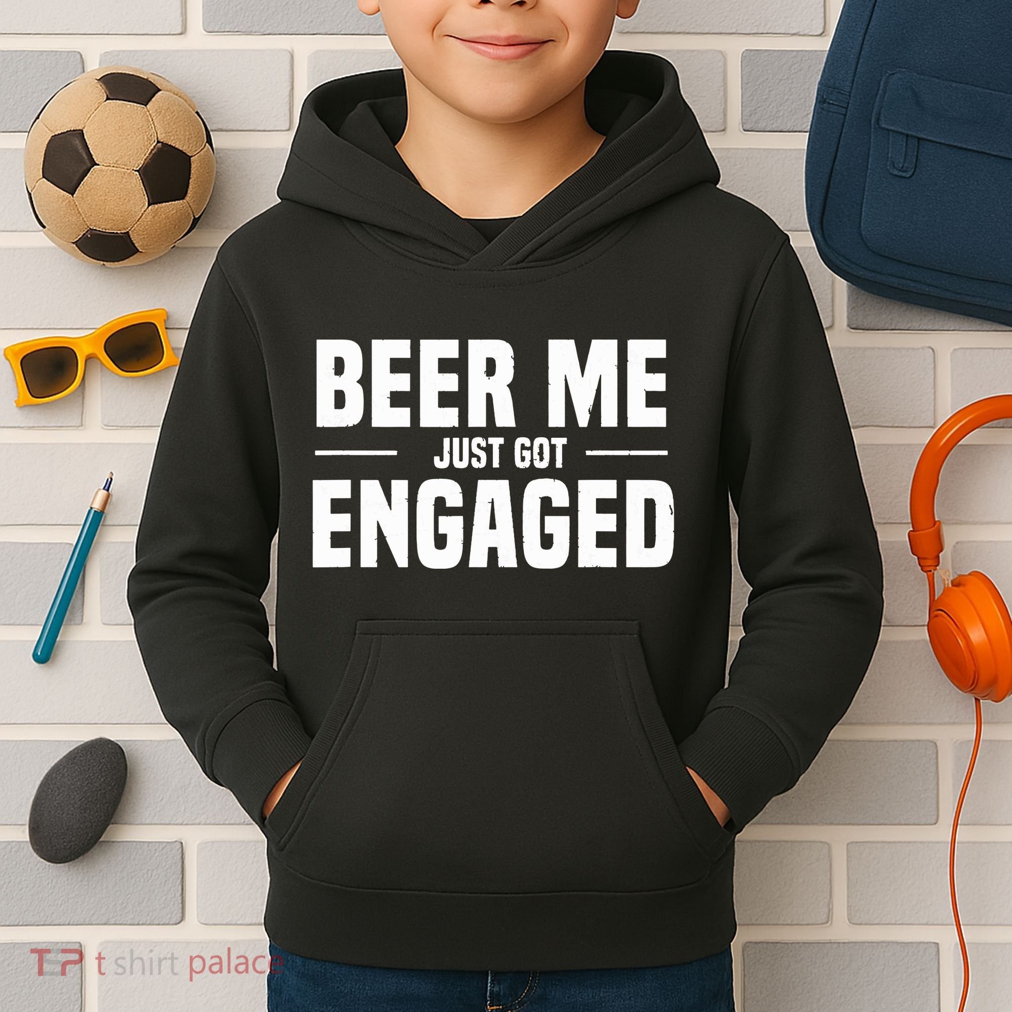 Beer Me I Just Got Engaged Funny Engagement Gift Kids Hoodie