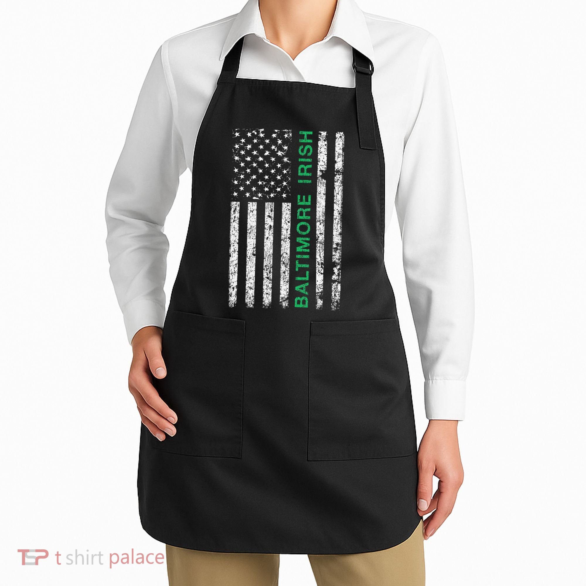Baltimore Maryland Irish American Ireland US Flag Apron