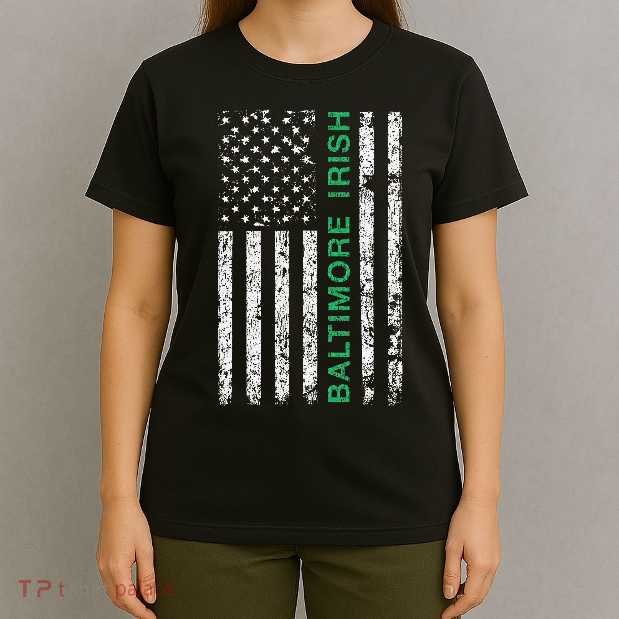 Baltimore Maryland Irish American Ireland US Flag T-Shirt
