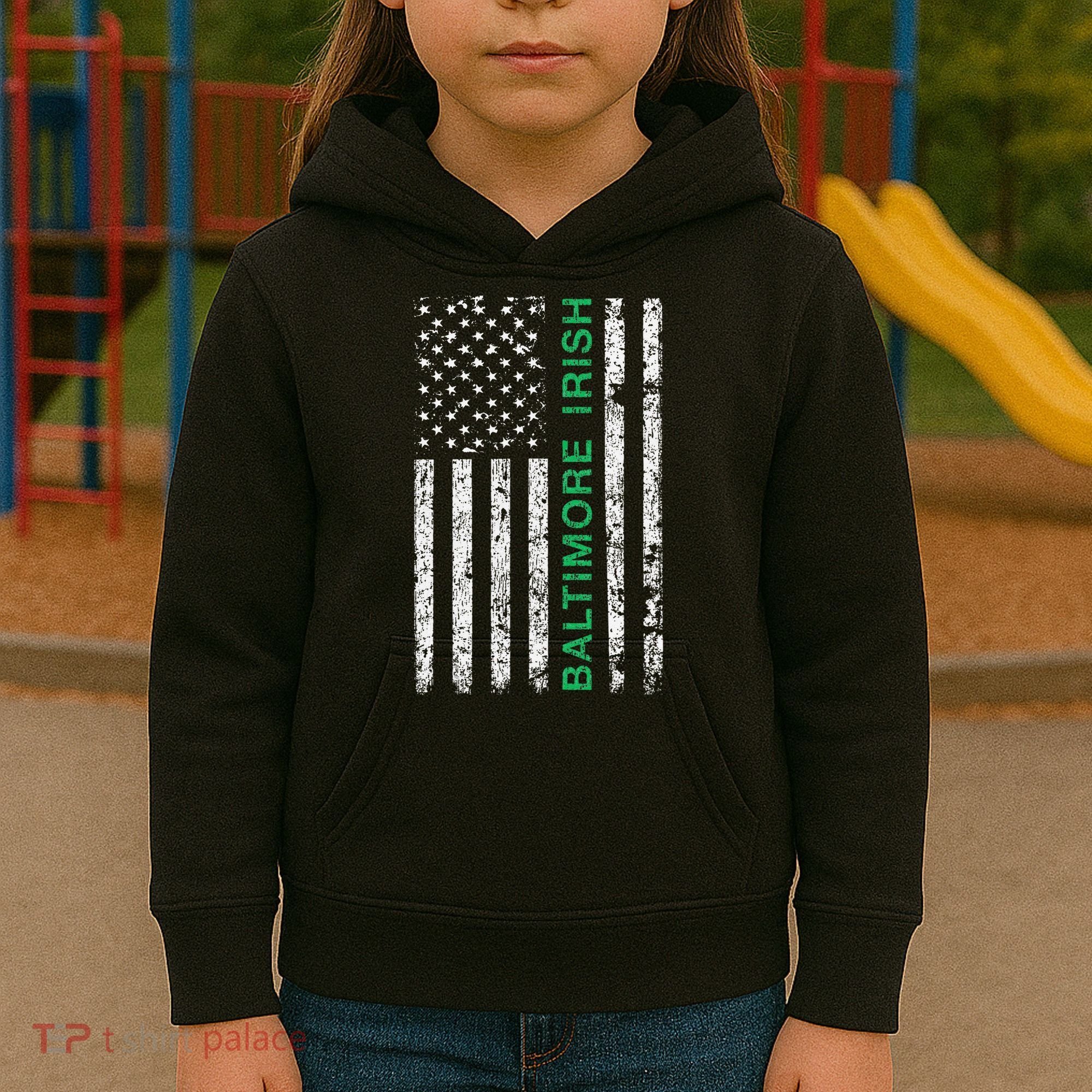 Baltimore Maryland Irish American Ireland US Flag Kids Hoodie