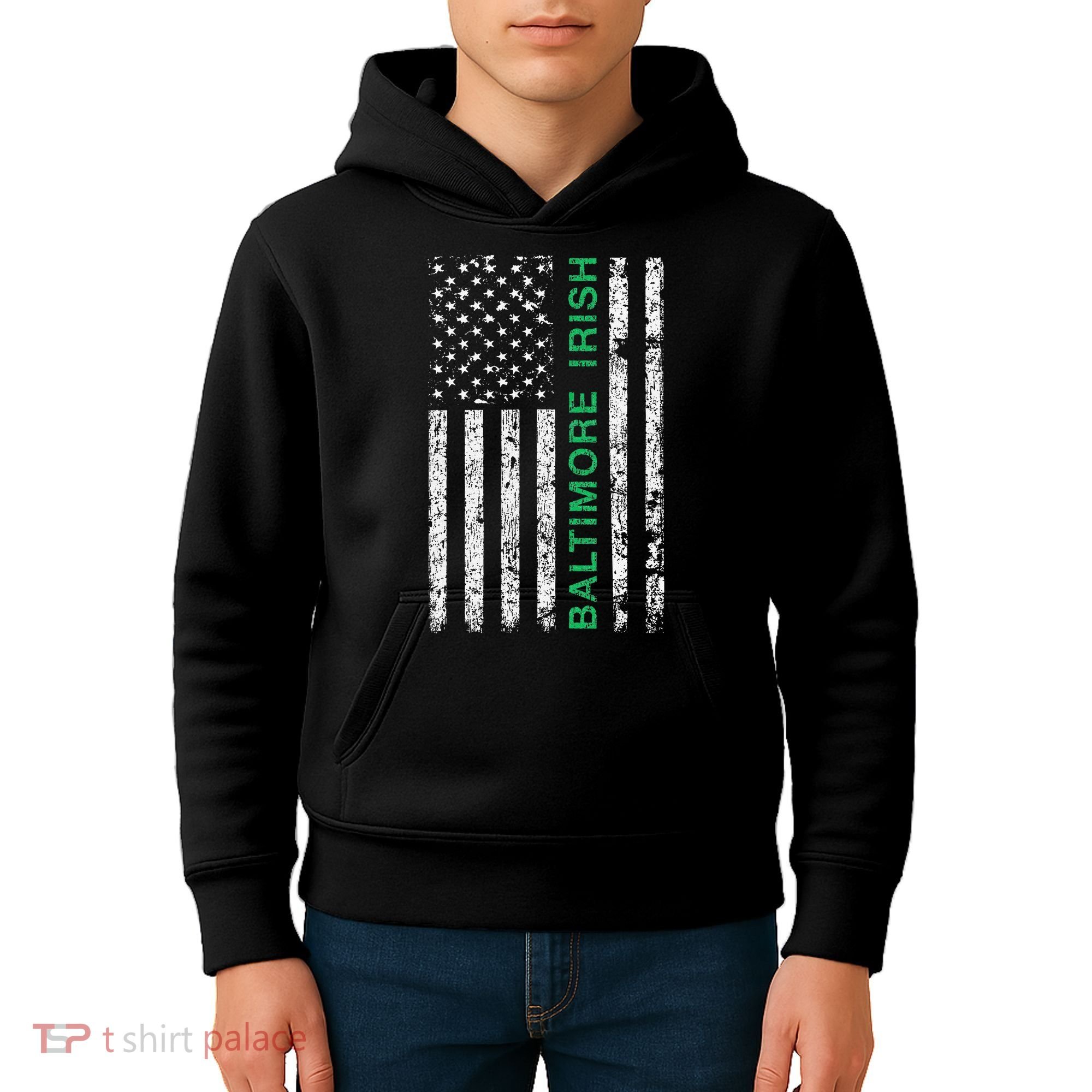 Baltimore Maryland Irish American Ireland US Flag Kids Hoodie