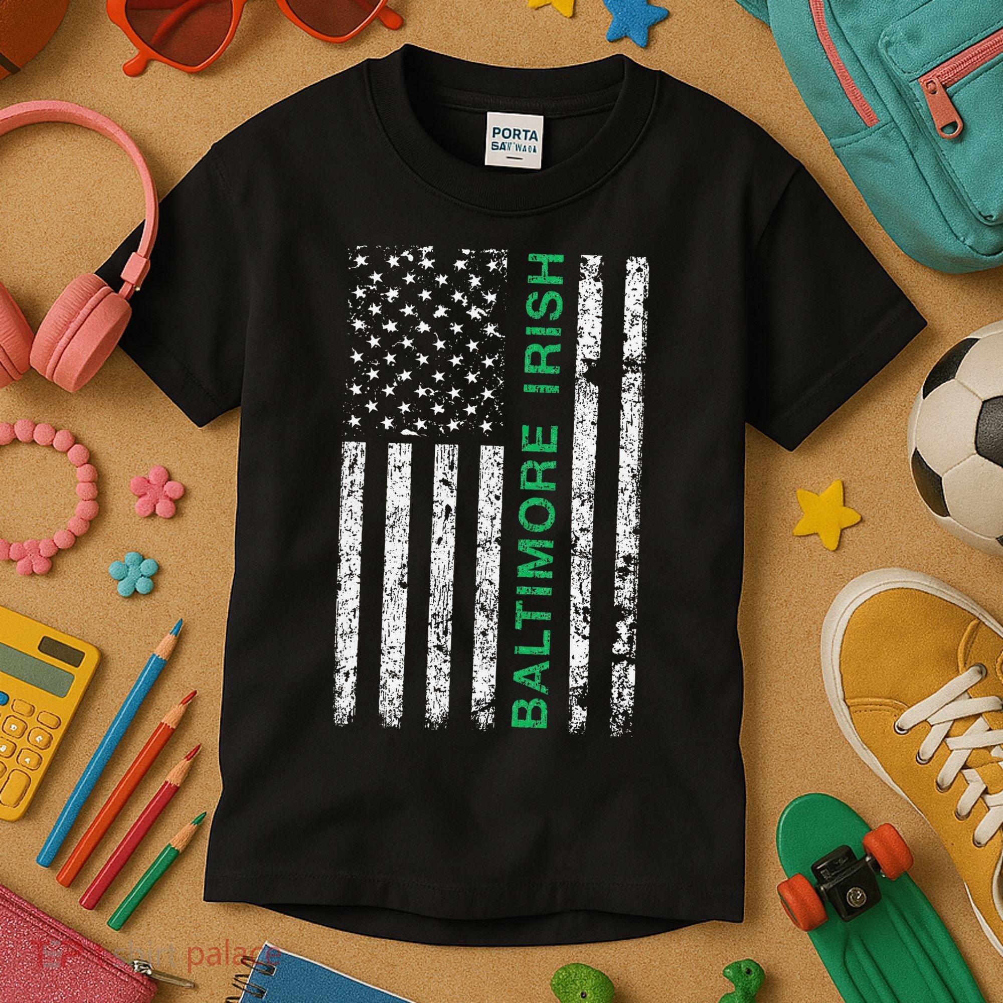 Baltimore Maryland Irish American Ireland US Flag Kids T-Shirt