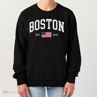 Boston Massachusetts July 4th Us Flag Retro Throwback Women's Sweatshirt thumb 0