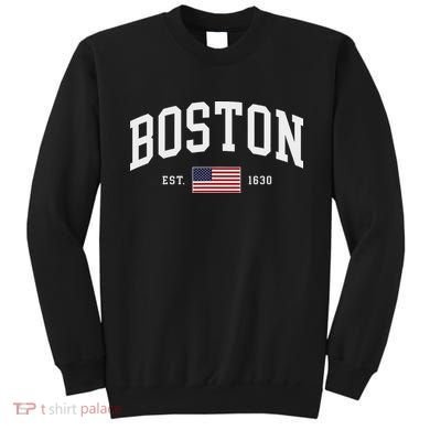 Boston Massachusetts July 4th Us Flag Retro Throwback Sweatshirt