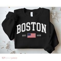 Boston Massachusetts July 4th Us Flag Retro Throwback Sweatshirt thumb 2