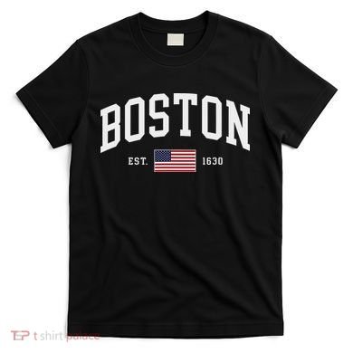 Boston Massachusetts July 4th Us Flag Retro Throwback T-Shirt