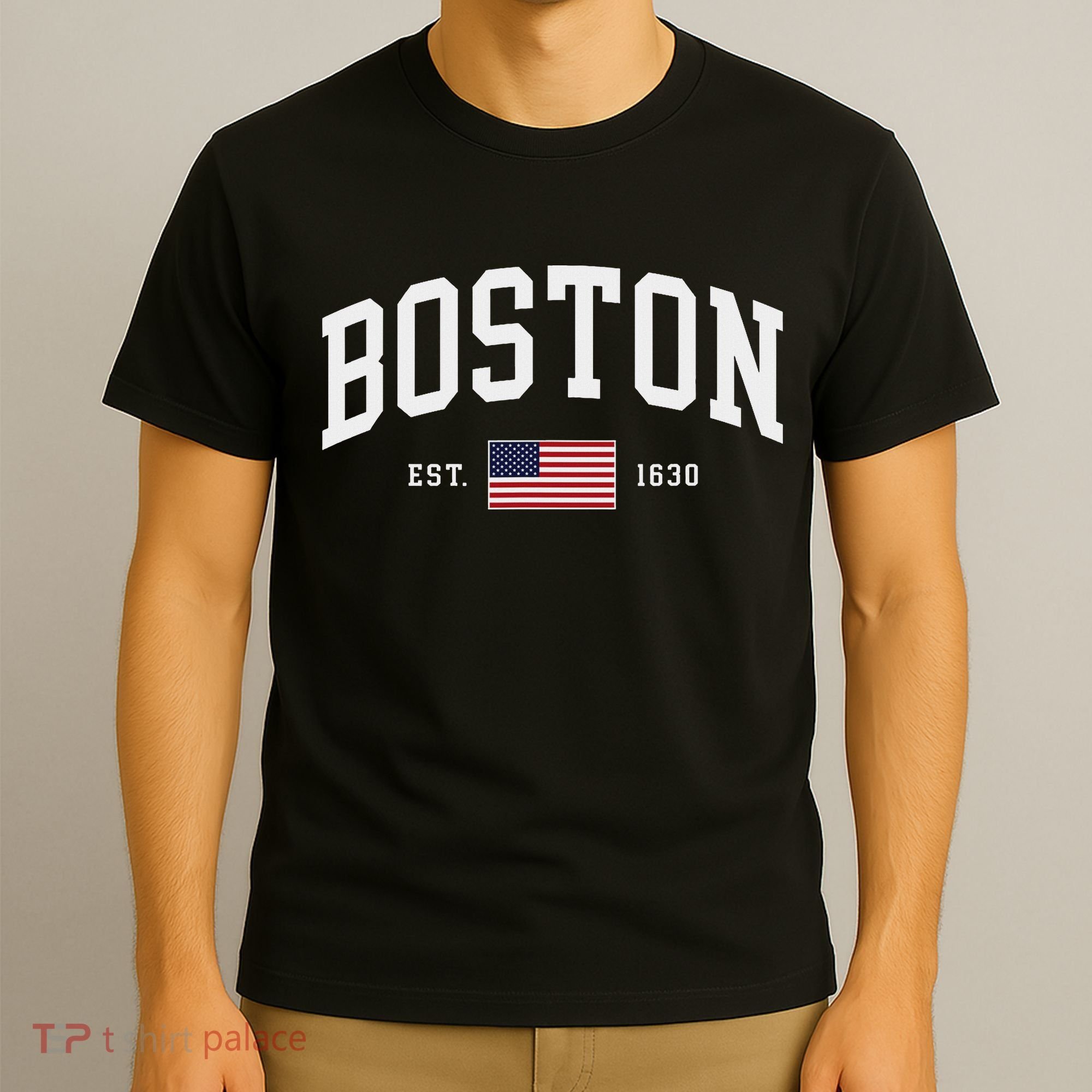 Boston Massachusetts July 4th Us Flag Retro Throwback T-Shirt