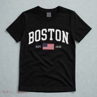 Boston Massachusetts July 4th Us Flag Retro Throwback T-Shirt thumb 5