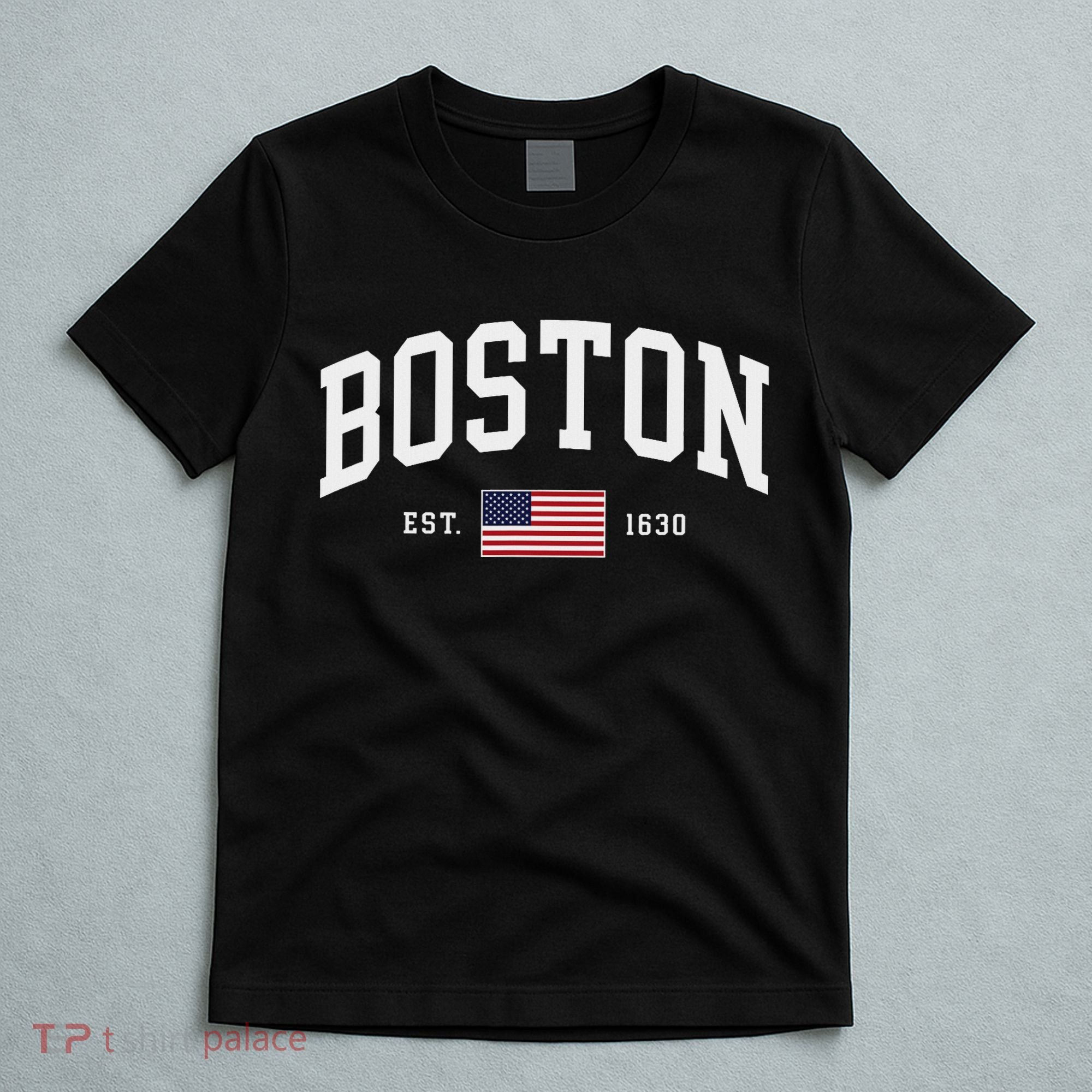Boston Massachusetts July 4th Us Flag Retro Throwback T-Shirt