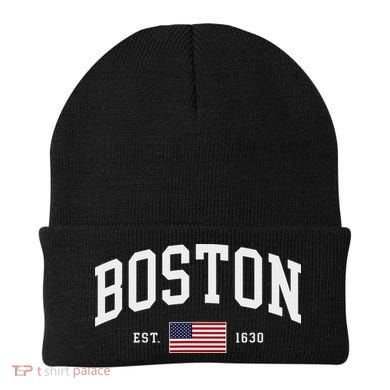 Boston Massachusetts July 4th Us Flag Retro Throwback Beanie