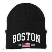 Boston Massachusetts July 4th Us Flag Retro Throwback Beanie thumb 0