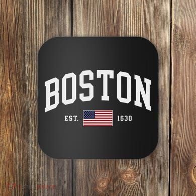 Boston Massachusetts July 4th Us Flag Retro Throwback Coaster