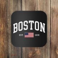 Boston Massachusetts July 4th Us Flag Retro Throwback Coaster thumb 0