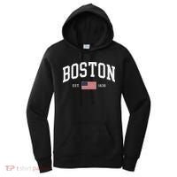 Boston Massachusetts July 4th Us Flag Retro Throwback Women's Hoodie thumb 0