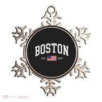 Boston Massachusetts July 4th Us Flag Retro Throwback Ornament thumb 0