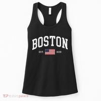 Boston Massachusetts July 4th Us Flag Retro Throwback Women's Tank Top thumb 0