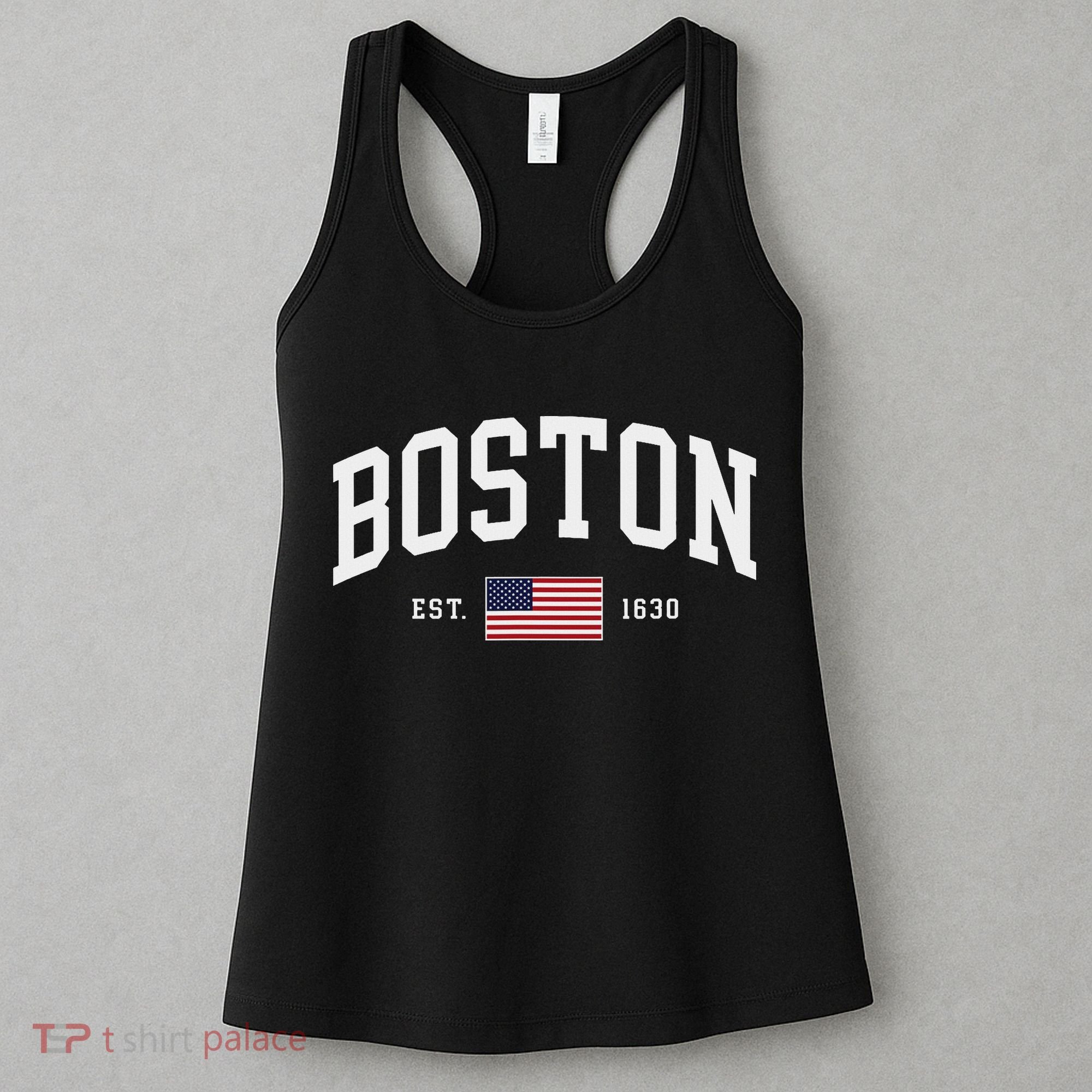 Boston Massachusetts July 4th Us Flag Retro Throwback Women's Tank Top
