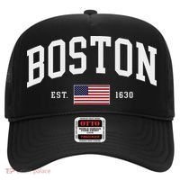 Boston Massachusetts July 4th Us Flag Retro Throwback Hat thumb 0