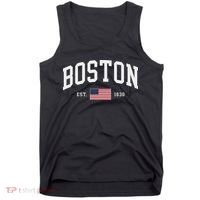 Boston Massachusetts July 4th Us Flag Retro Throwback Tank Top thumb 0
