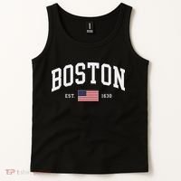 Boston Massachusetts July 4th Us Flag Retro Throwback Tank Top thumb 2
