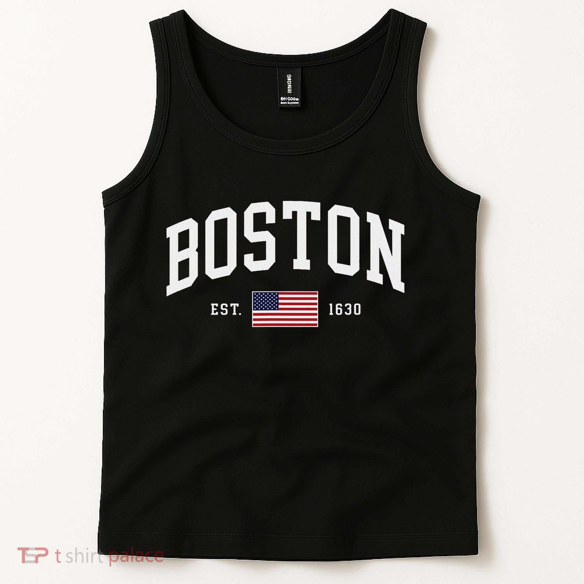 Boston Massachusetts July 4th Us Flag Retro Throwback Tank Top