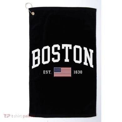Boston Massachusetts July 4th Us Flag Retro Throwback Golf Towel
