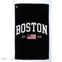Boston Massachusetts July 4th Us Flag Retro Throwback Golf Towel thumb 0