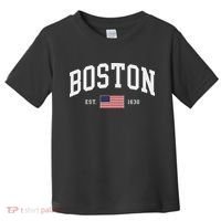 Boston Massachusetts July 4th Us Flag Retro Throwback Toddler T-Shirt thumb 0
