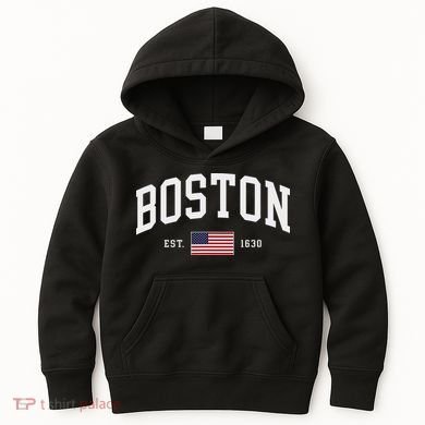 Boston Massachusetts July 4th Us Flag Retro Throwback Kids Hoodie