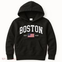 Boston Massachusetts July 4th Us Flag Retro Throwback Kids Hoodie thumb 0