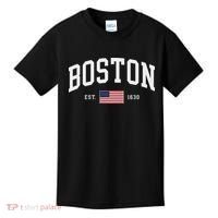 Boston Massachusetts July 4th Us Flag Retro Throwback Kids T-Shirt thumb 0