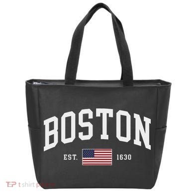 Boston Massachusetts July 4th Us Flag Retro Throwback Tote Bag