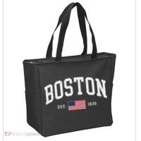 Boston Massachusetts July 4th Us Flag Retro Throwback Tote Bag thumb 2
