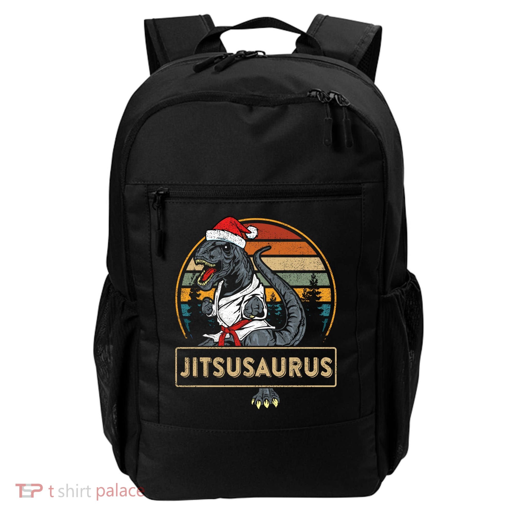 Brazilian Mma Jiu Jitsu Jitsusaurus Dinosaurs Christmas Gift Backpack