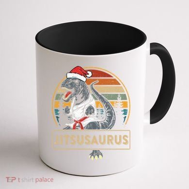 Brazilian Mma Jiu Jitsu Jitsusaurus Dinosaurs Christmas Gift Coffee Mug back