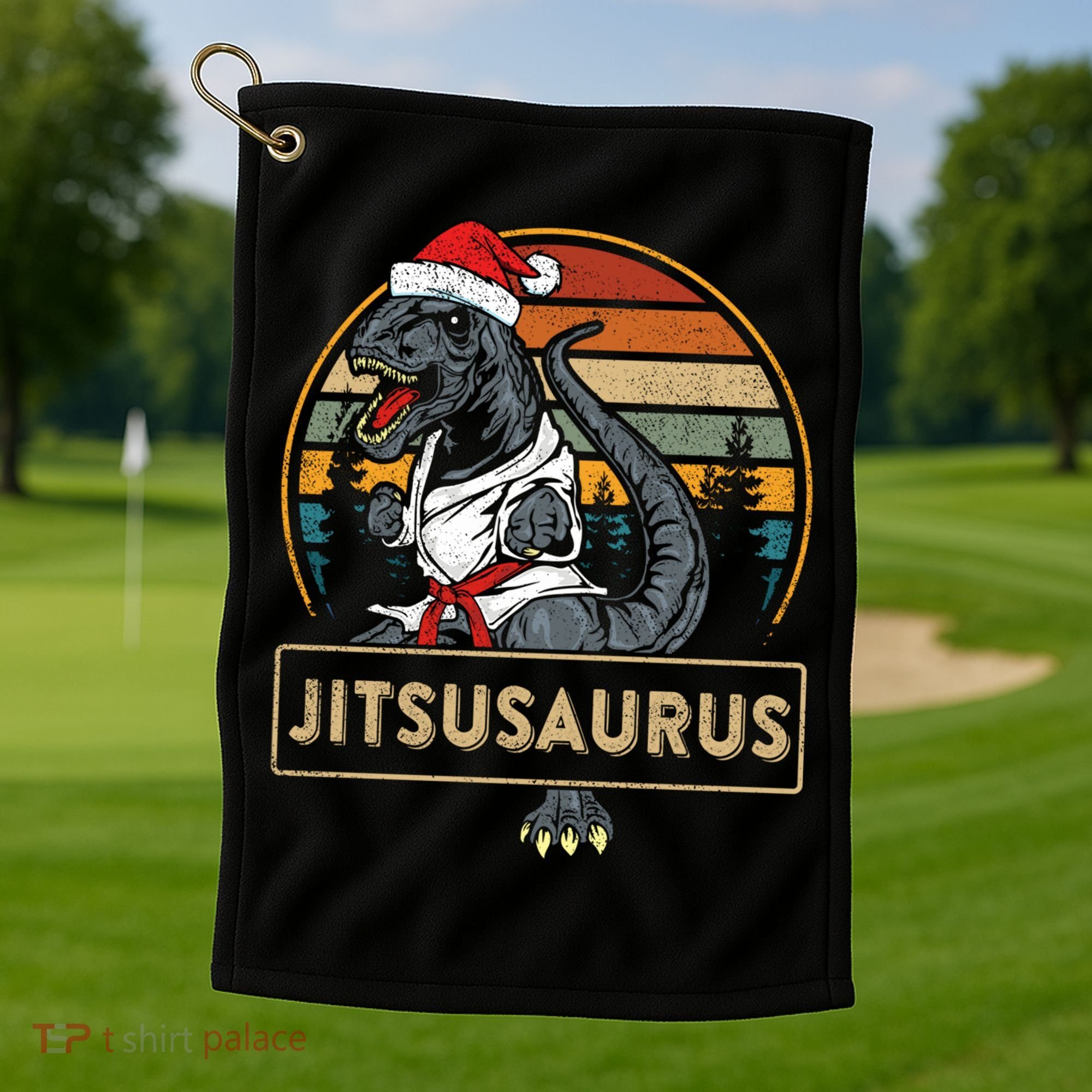 Brazilian Mma Jiu Jitsu Jitsusaurus Dinosaurs Christmas Gift Golf Towel