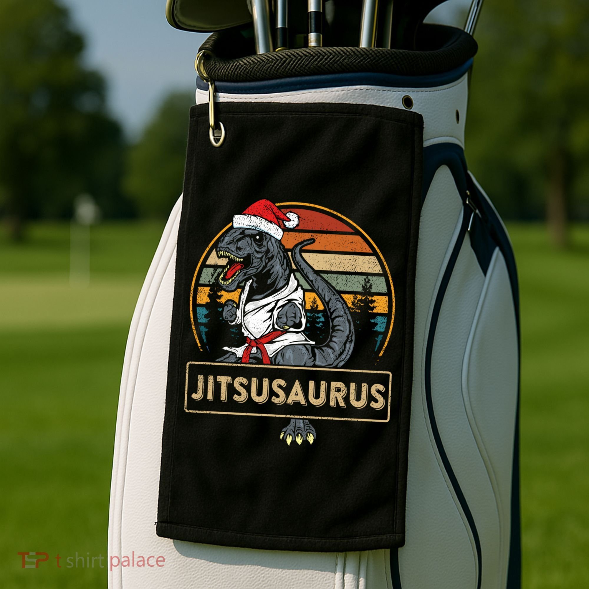Brazilian Mma Jiu Jitsu Jitsusaurus Dinosaurs Christmas Gift Golf Towel