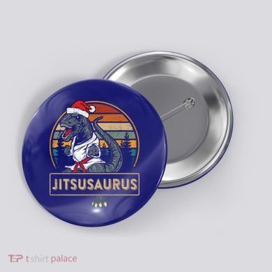 Brazilian Mma Jiu Jitsu Jitsusaurus Dinosaurs Christmas Gift Button