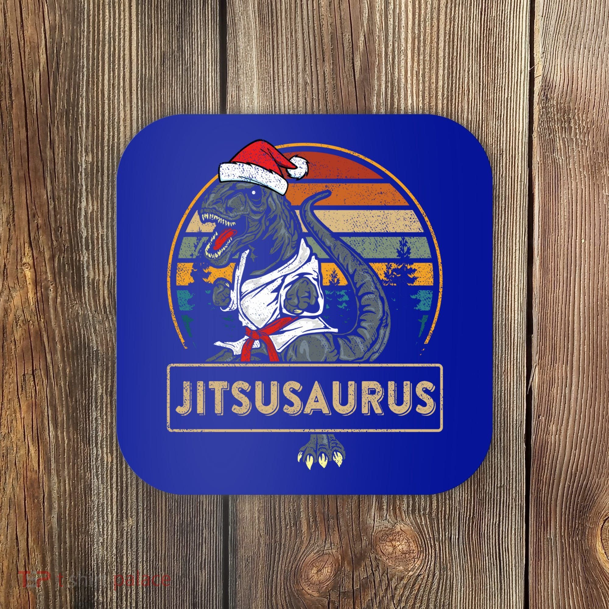 Brazilian Mma Jiu Jitsu Jitsusaurus Dinosaurs Christmas Gift Coaster