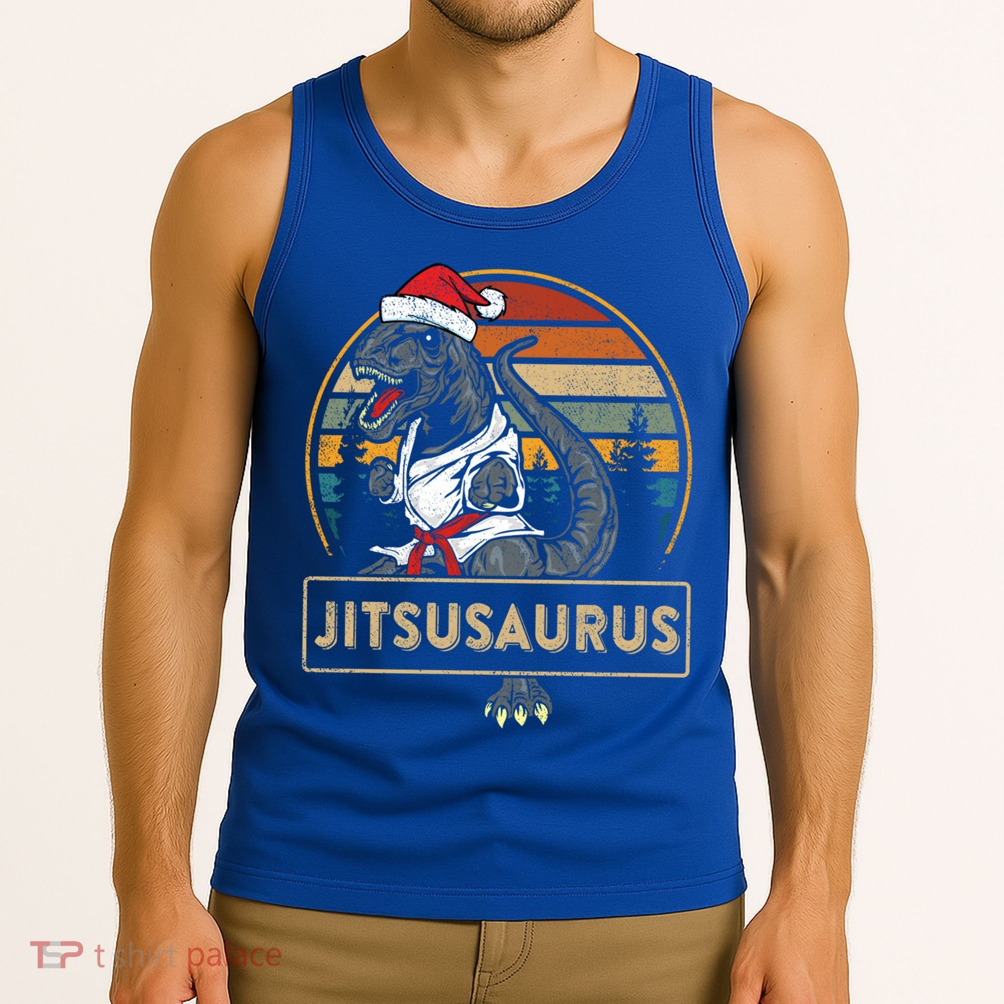 Brazilian Mma Jiu Jitsu Jitsusaurus Dinosaurs Christmas Gift Tank Top