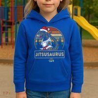 Brazilian Mma Jiu Jitsu Jitsusaurus Dinosaurs Christmas Gift Kids Hoodie thumb 3