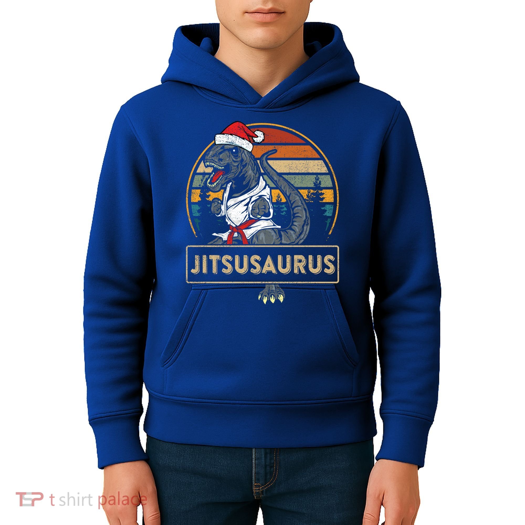 Brazilian Mma Jiu Jitsu Jitsusaurus Dinosaurs Christmas Gift Kids Hoodie