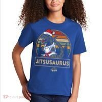 Brazilian Mma Jiu Jitsu Jitsusaurus Dinosaurs Christmas Gift Kids T-Shirt thumb 2
