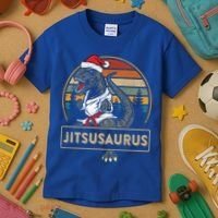 Brazilian Mma Jiu Jitsu Jitsusaurus Dinosaurs Christmas Gift Kids T-Shirt thumb 3