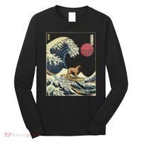 Belgian Malinois Japanese Kanagawa Wave Funny Surf Dog Long Sleeve Shirt thumb 0